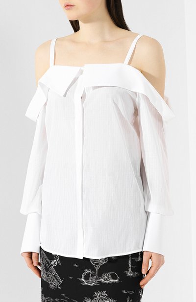 Хлопковая блузка VICTORIA, VICTORIA BECKHAM белого цвета по цене 20500 руб., арт. SHVV 148A SS19 SHEER STRIPE, фото 3 Хлопковая блузка VICTORIA, VICTORIA BECKHAM, арт. SHVV 148A SS19 SHEER STRIPE, фото 3