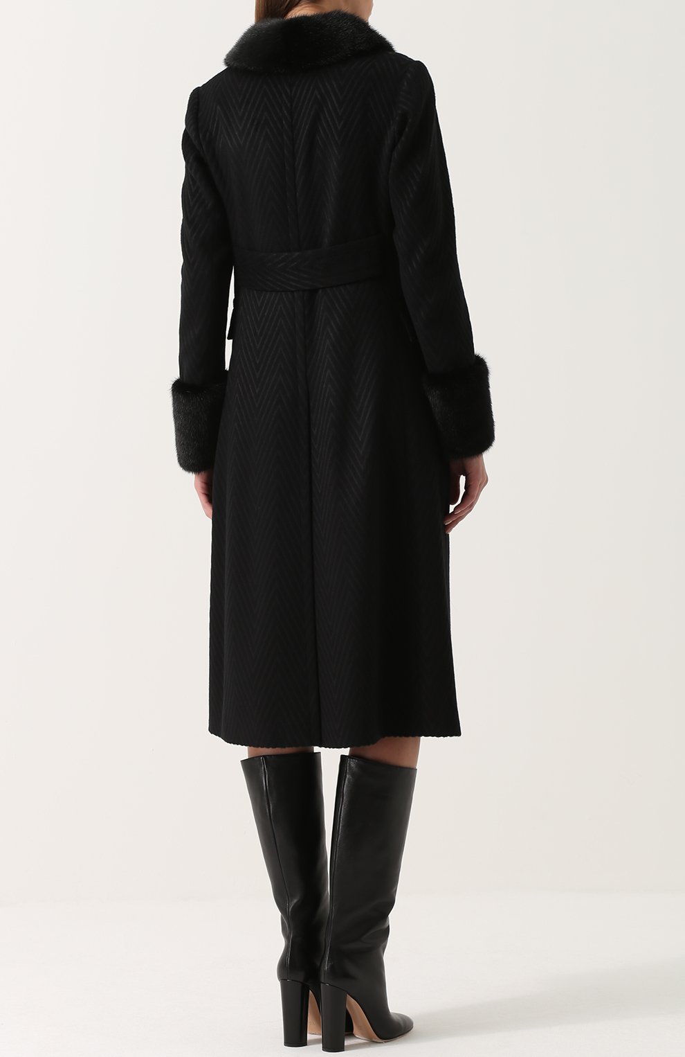 Вязаное пальто с отделкой из меха норки KITON, арт. D44611K05P35, фото 4