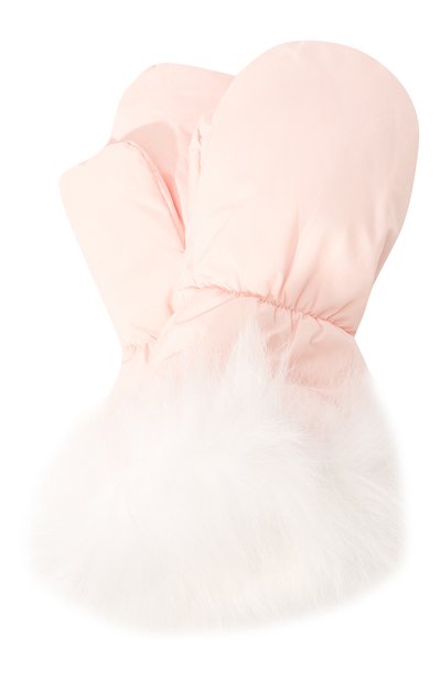 Пуховые варежки с отделкой из песца YVES SALOMON ENFANT, арт. 23WEA014XXDOXW