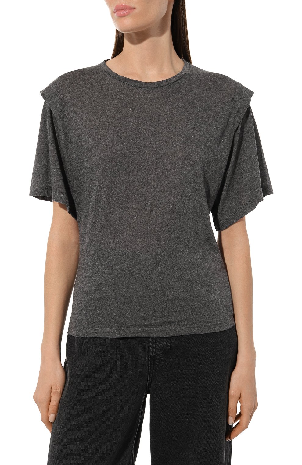 Хлопковая футболка IRO серого цвета по цене 18100 руб., арт. WP19F0RTUNA, фото 3 Хлопковая футболка IRO, арт. WP19F0RTUNA, фото 3