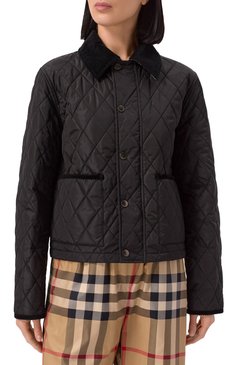 Женская куртка BURBERRY черного цвета, арт. 8105097 | Фото 3 (Рукава: Длинные; Материал внешний: Синтетический материал; Материал подклада: Хлопок; Длина (верхняя одежда): Короткие; Кросс-КТ: Легкие, Куртка; Стили: Кэжуэл)