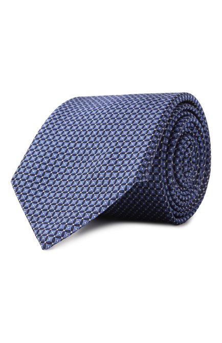 Мужской шелковый галстук GIORGIO ARMANI голубого цвета, арт. GM000800/TE13660 | Фото 1 (Материал: Текстиль, Шелк; Материал сплава: Проставлено; Нос: Не проставлено)