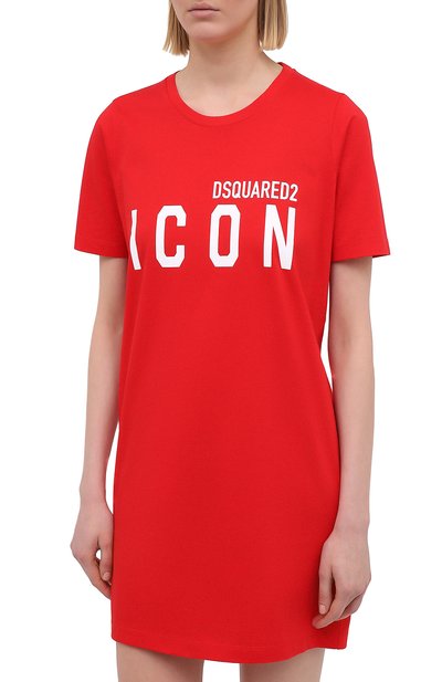 Хлопковое платье DSQUARED2 красного цвета по цене 27800 руб., арт. S80CT0006/S23009, фото 3 Хлопковое платье DSQUARED2, арт. S80CT0006/S23009, фото 3