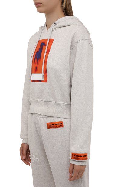 Хлопковое худи HERON PRESTON серого цвета по цене 44450 руб., арт. HWBB021F21JER0010822, фото 3 Хлопковое худи HERON PRESTON, арт. HWBB021F21JER0010822, фото 3