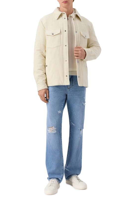 Хлопковая куртка-рубашка Dolce & Gabbana G9BRET/FUVLK Кремовый  G9BRET/FUVLK Фото 2