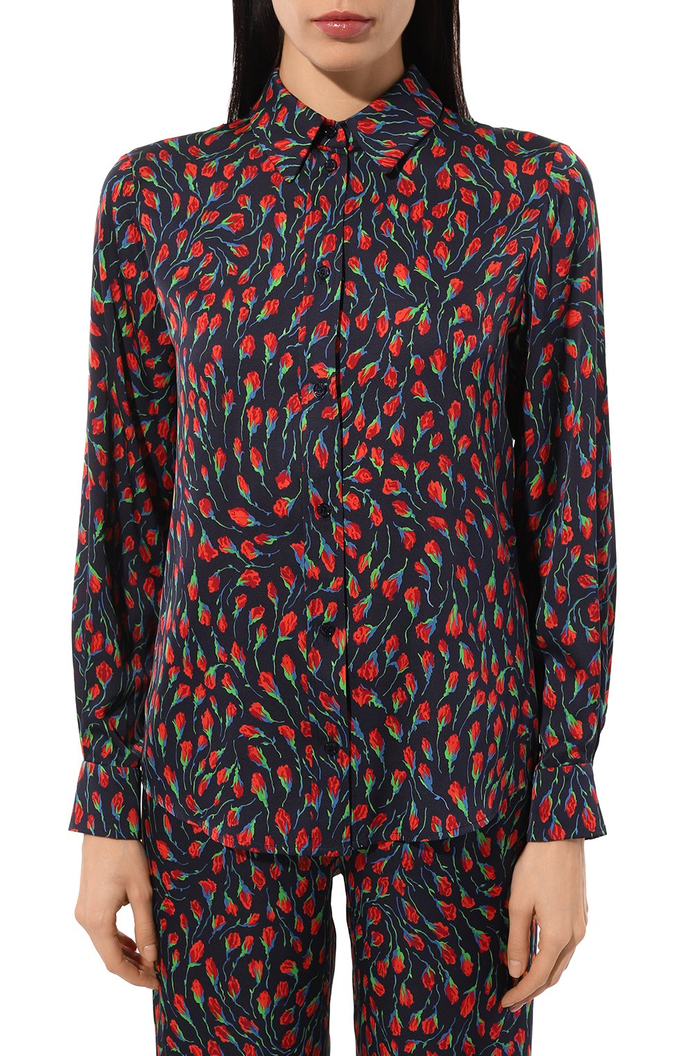 Шелковая блузка OLOLOL разноцветного цвета по цене 39000 руб., арт. OLBL047/1010.TU403/W25, фото 3 Шелковая блузка OLOLOL, арт. OLBL047/1010.TU403/W25, фото 3