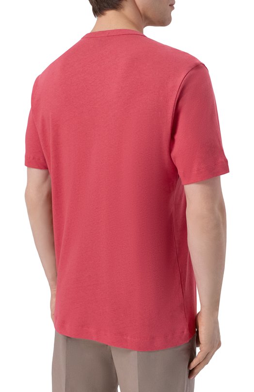 Футболка из хлопка и льна BOSS 50559166 Красный  50559166 Фото 4