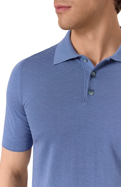 Поло из шелка и хлопка ZILLI голубого цвета по цене 139500 руб., арт. KBP002M0164VFAF00, фото 5 Поло из шелка и хлопка ZILLI, арт. KBP002M0164VFAF00, фото 5