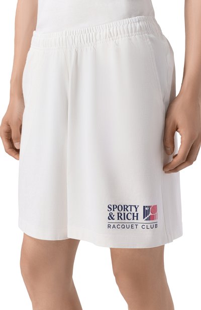 Хлопковые шорты SPORTY AND RICH белого цвета по цене 17900 руб., арт. SH039710431WH01, фото 3 Хлопковые шорты SPORTY AND RICH, арт. SH039710431WH01, фото 3
