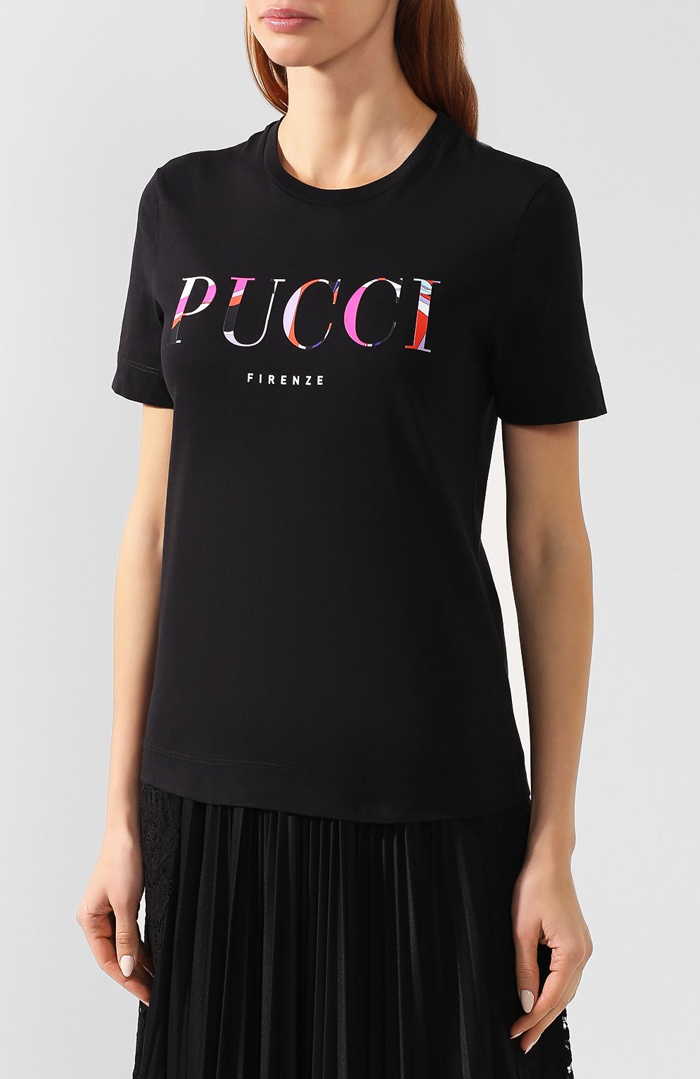Хлопковая футболка EMILIO PUCCI черного цвета по цене 18900 руб., арт. 9RJP73/9R985, фото 3 Хлопковая футболка EMILIO PUCCI, арт. 9RJP73/9R985, фото 3
