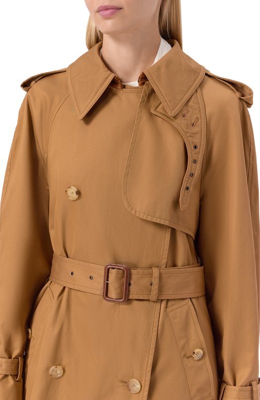 Хлопковый тренч Chloé CH25AMA19093 Бежевый  CH25AMA19093 Фото 5