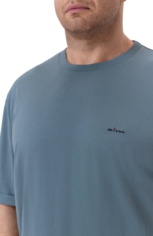 Хлопковая футболка Kiton UMK075304 Голубой  UMK075304 Фото 5