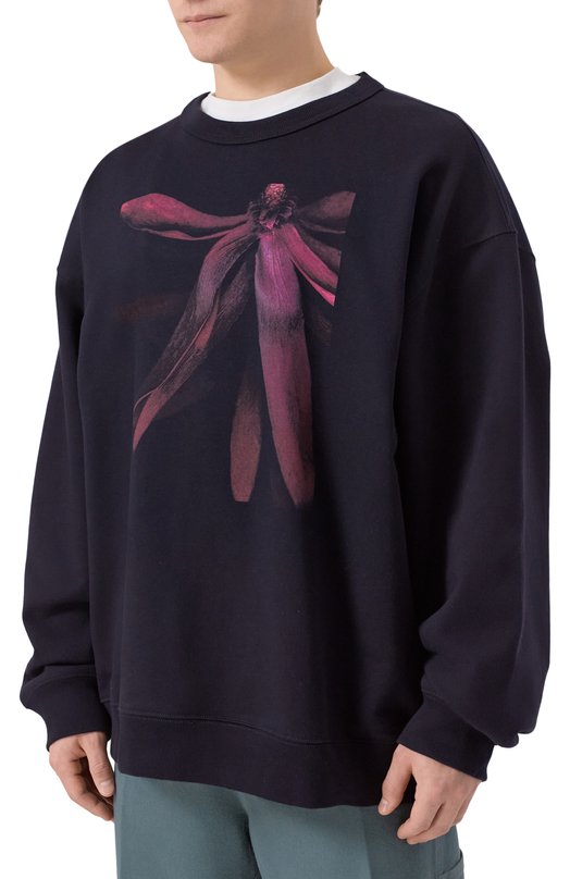 Хлопковый свитшот Dries Van Noten 021162-2611-509 Синий  021162-2611-509 Фото 3
