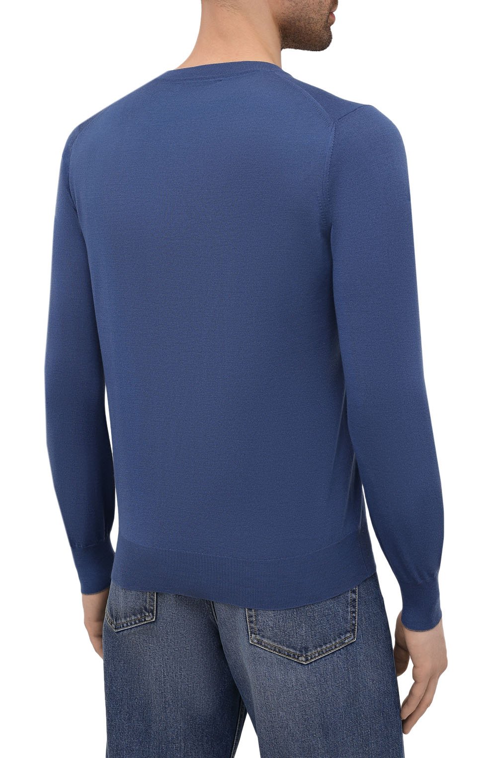 Джемпер из шерсти и кашемира BRUNELLO CUCINELLI синего цвета по цене 76500 руб., арт. M2400100, фото 4 Джемпер из шерсти и кашемира BRUNELLO CUCINELLI, арт. M2400100, фото 4