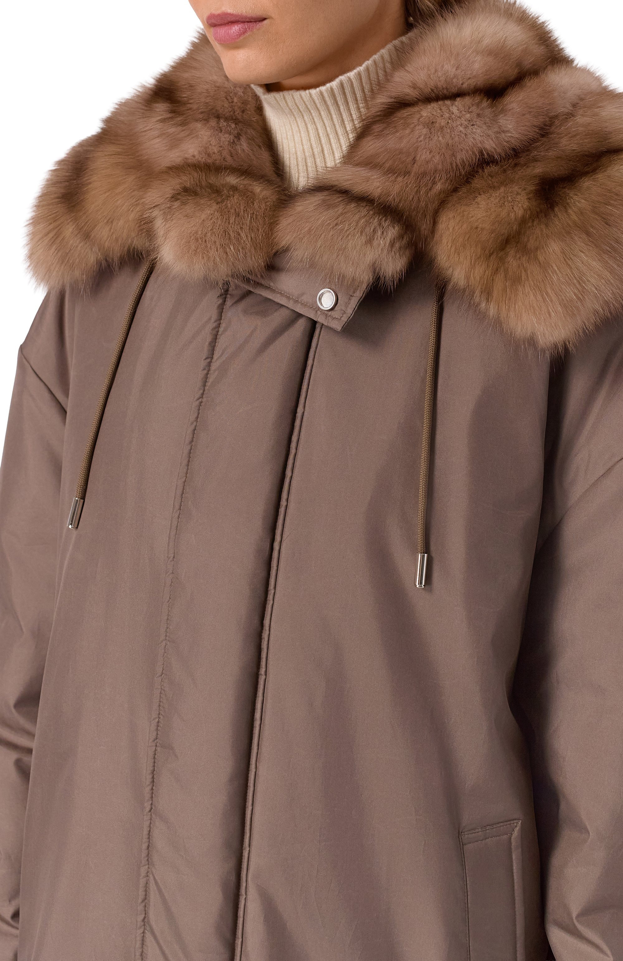 Шелковый пуховик с отделкой из соболя MVST, арт. M25.1PW.0004L/72392 SABLE, фото 5