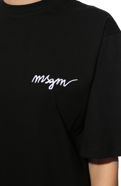 Хлопковая футболка MSGM черного цвета по цене 17250 руб., арт. 3242MDM261 227298, фото 5 Хлопковая футболка MSGM, арт. 3242MDM261 227298, фото 5