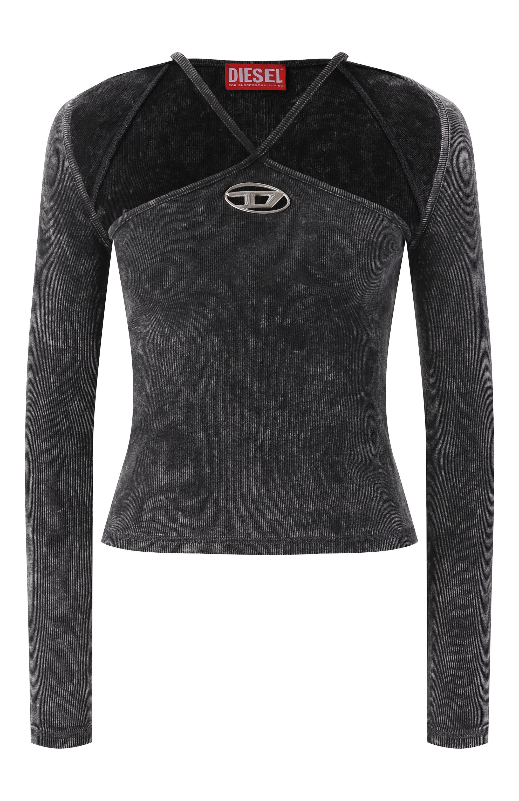 Хлопковый топ DIESEL темно-серого цвета по цене 23800 руб., арт. A14424/0KHAS, фото 1 Хлопковый топ DIESEL, арт. A14424/0KHAS, фото 1