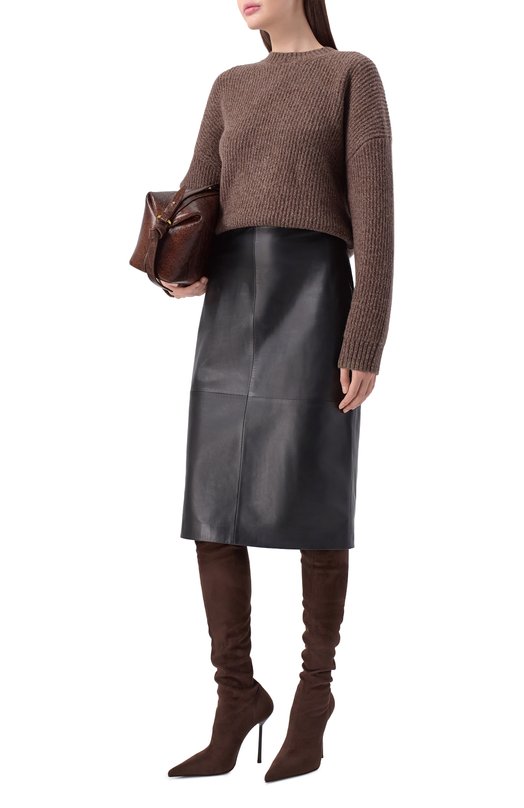 Шерстяной свитер Officine Generale W25WKNT328 Коричневый  W25WKNT328 Фото 2