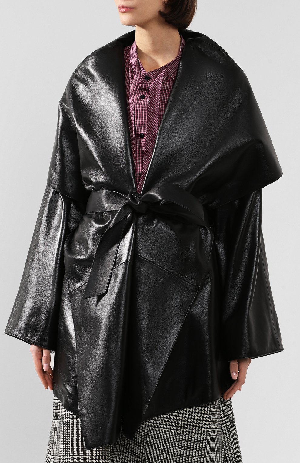 Кожаное пальто incognito BALENCIAGA, арт. 594481/TGS07, фото 3