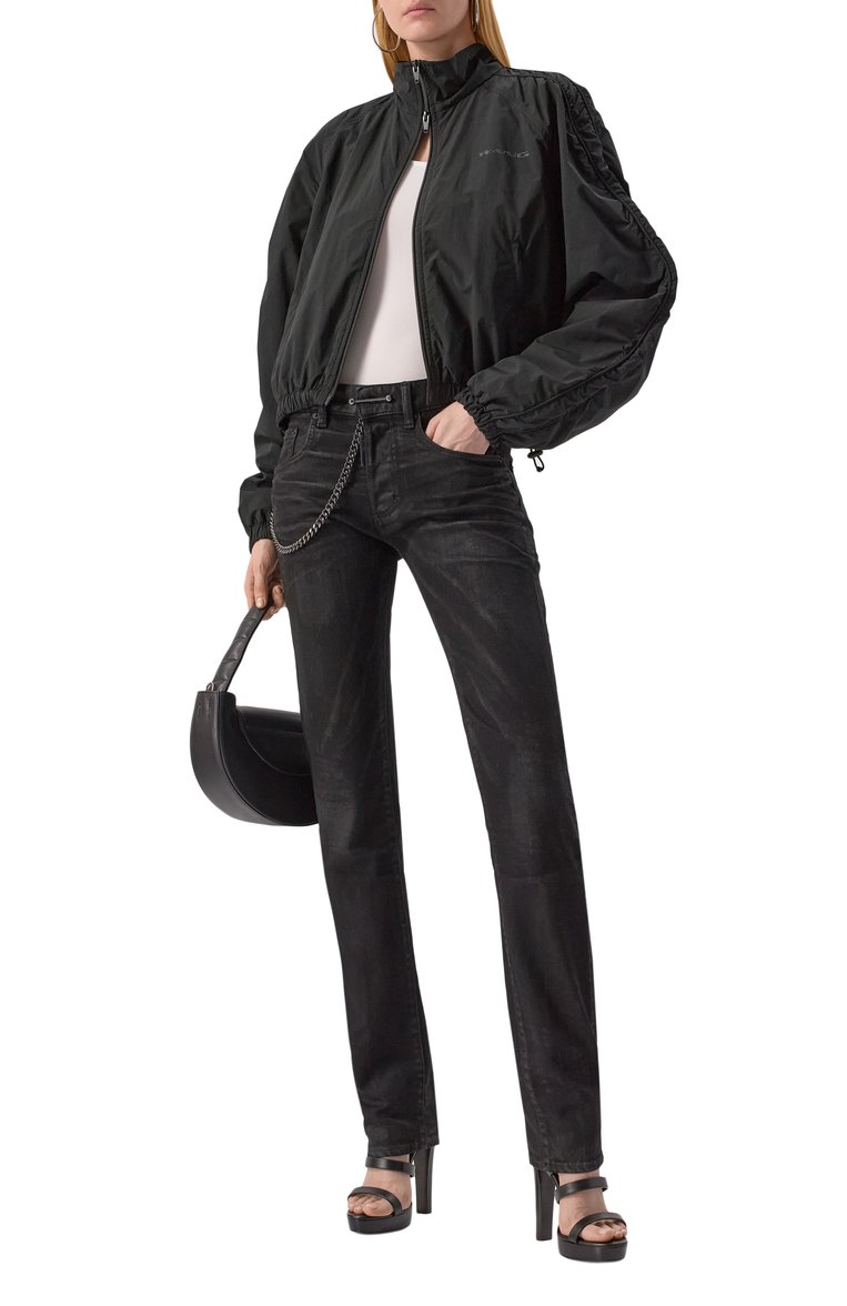 Женские джинсы DSQUARED2 черного цвета, арт. S72LB0863/S30564 | Фото 2 (Материал внешний: Хлопок, Деним; Длина (брюки, джинсы): Удлиненные; Детали: Декор; Силуэт Ж (брюки и джинсы): Узкие; Кросс-КТ: Деним; Стили: Кэжуэл)