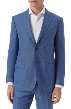Мужской костюм из шерсти и льна CORNELIANI синего цвета, арт. 25X008-2518263_SET | Фото 3 (Материал внешний: Шерсть, Лен; Рукава: Длинные; Материал сплава: Проставлено; Драгоценные камни: Проставлено; Костюмы М: Однобортный; Стили: Классический, Кэжуэл)