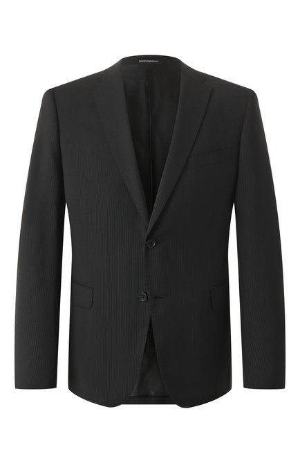 Мужской шерстяной пиджак EMPORIO ARMANI темно-серого цвета, арт. EM000095/TE11038 | Фото 1 (Рукава: Длинные; Автоматизация ТО: Проставлено; Материал внешний: Шерсть; Автоматизация состава: Проставлено; Длина (для топов): Стандартные)
