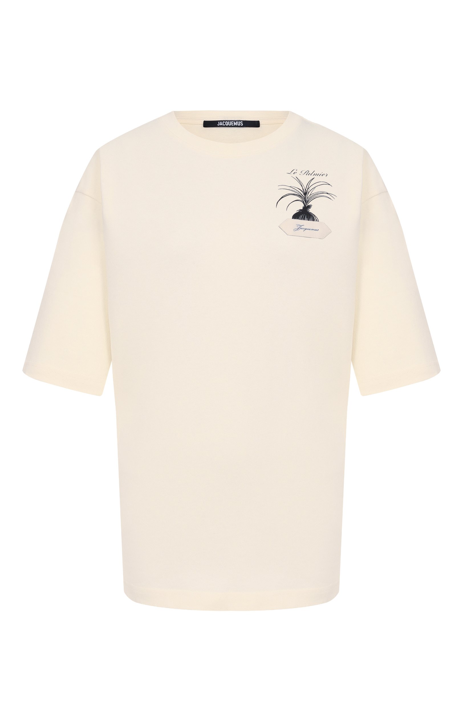 Хлопковая футболка JACQUEMUS кремового цвета по цене 27800 руб., арт. 26HTSU00354/AJ00226, фото 1 Хлопковая футболка JACQUEMUS, арт. 26HTSU00354/AJ00226, фото 1