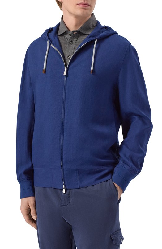 Бомбер изо льна и шерсти Brunello Cucinelli MW4946873 Синий  MW4946873 Фото 3