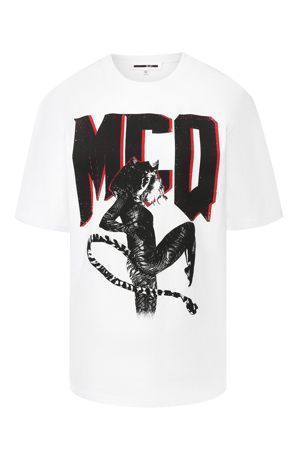 Хлопковая футболка MCQ SWALLOW белого цвета по цене 10650 руб., арт. 494256/RMJ79, фото 1 Хлопковая футболка MCQ SWALLOW, арт. 494256/RMJ79, фото 1