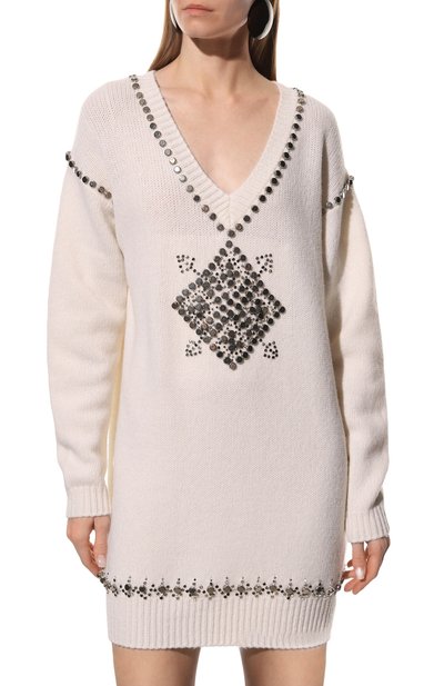Шерстяное платье PINKO молочного цвета по цене 45250 руб., арт. 1G17ZA-A020, фото 3 Шерстяное платье PINKO, арт. 1G17ZA-A020, фото 3