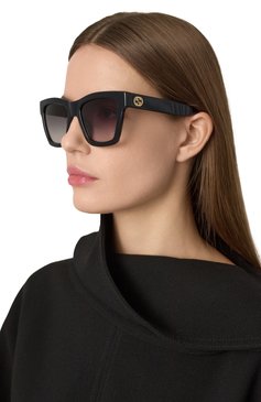 Женские солнцезащитные очки GUCCI черного цвета, арт. GG1714S 001 | Фото 2 (Тип очков: С/з; Материал: Пластик; Нос: Не проставлено; Региональные ограничения белый список (Axapta Mercury): Не проставлено; Очки форма: Квадратные; Оптика Гендер: оптика-женское)