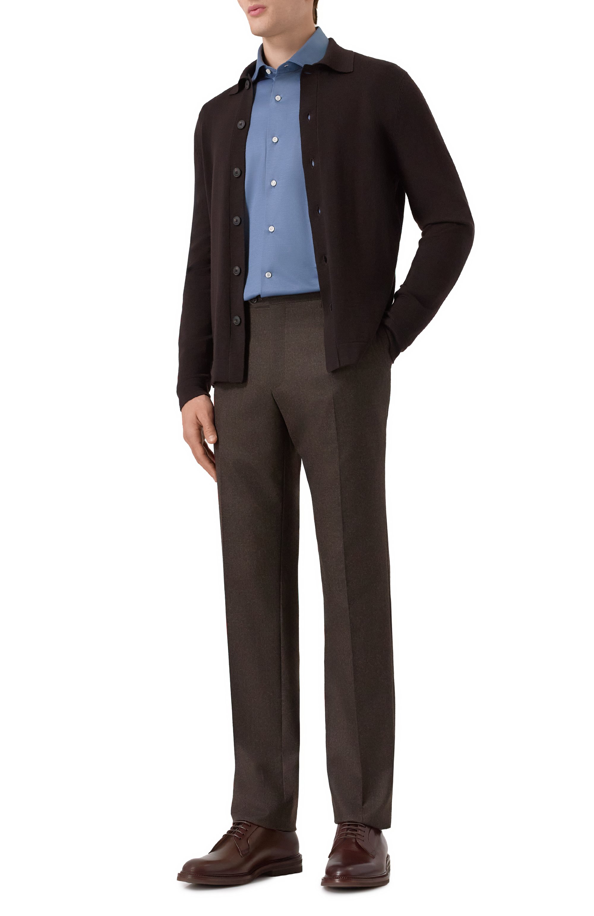 Шерстяная рубашка GRAN SASSO темно-коричневого цвета по цене 36450 руб., арт. 57116/14822, фото 2 Шерстяная рубашка GRAN SASSO, арт. 57116/14822, фото 2