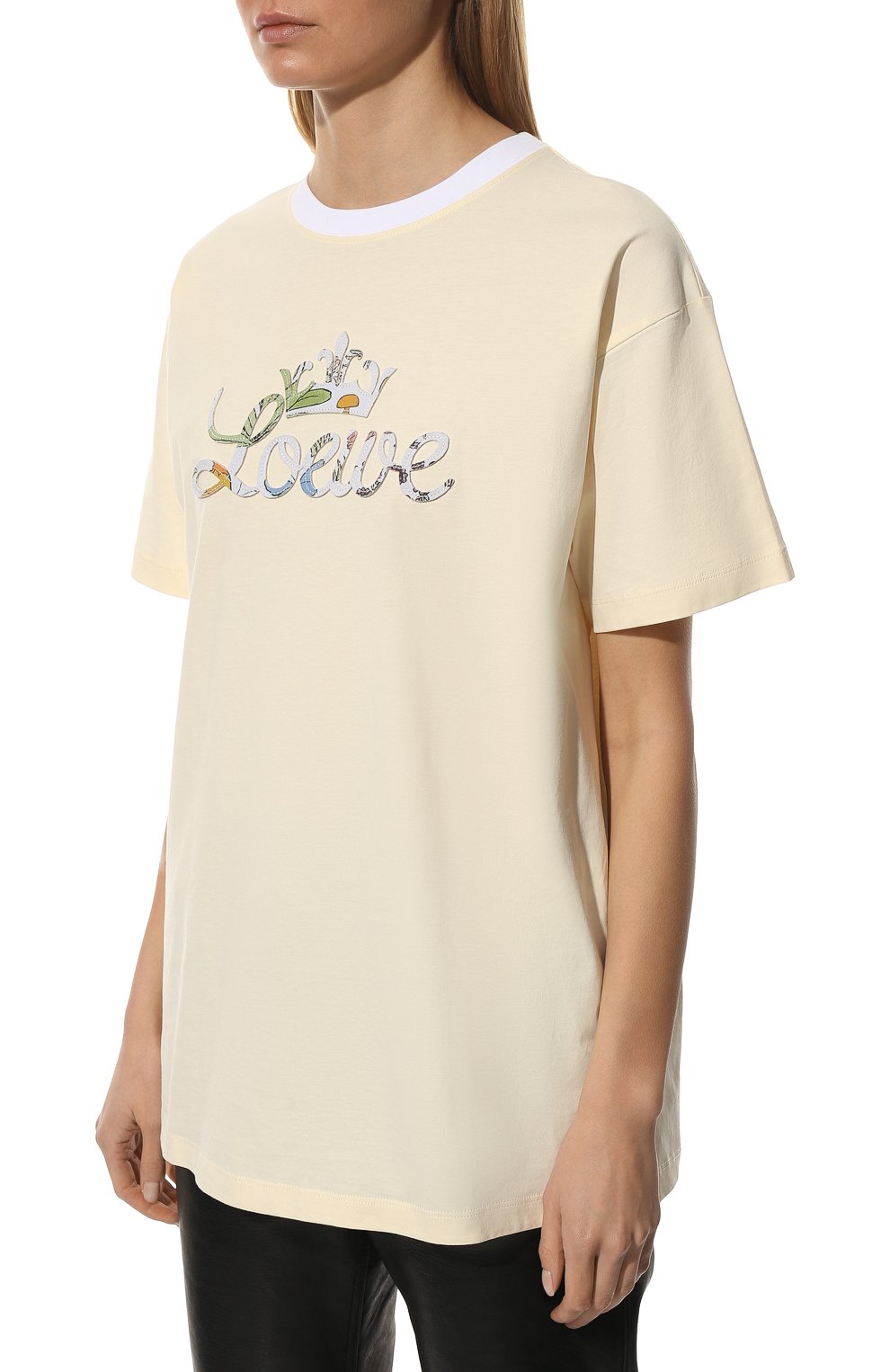 Хлопковая футболка LOEWE кремового цвета по цене 35200 руб., арт. S800Y22X02, фото 3 Хлопковая футболка LOEWE, арт. S800Y22X02, фото 3