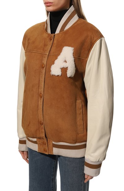 Бомбер из овчины ADDICTED коричневого цвета по цене 94500 руб., арт. SHEARLING BOMBER.COGNAC/ALMOND, фото 3 Бомбер из овчины ADDICTED, арт. SHEARLING BOMBER.COGNAC/ALMOND, фото 3
