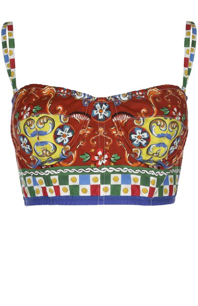 Женский топ-бюстье на бретельках и ярким принтом DOLCE & GABBANA, арт. 0102/F7T96T/FP5PL
