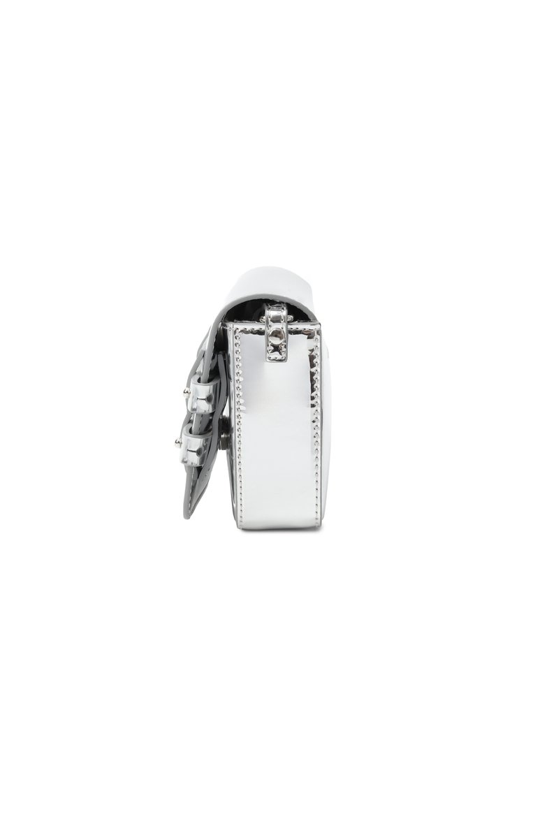 Женская сумка bracelet bag MM6 серебряного цвета, арт. SB6WG0018/P8322 | Фото 4 (Автоматизация состава: Проставлено; Автоматизация ТО: Проставлено; Ремень/цепочка: На рем�ешке; Размер: small; Материал: Экокожа)