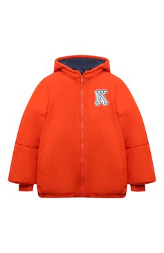 Детского утепленная куртка KENZO оранжевого цвета, арт. K26101/6Y-12Y | Фото 1 (Рукава: Длинные; Кросс-КТ: Утепленный, Демисезон; Материал внешний: Синтетический материал; Ма�териал сплава: Проставлено; Материал подклада: Синтетический материал; Драгоценные камни: Проставлено)