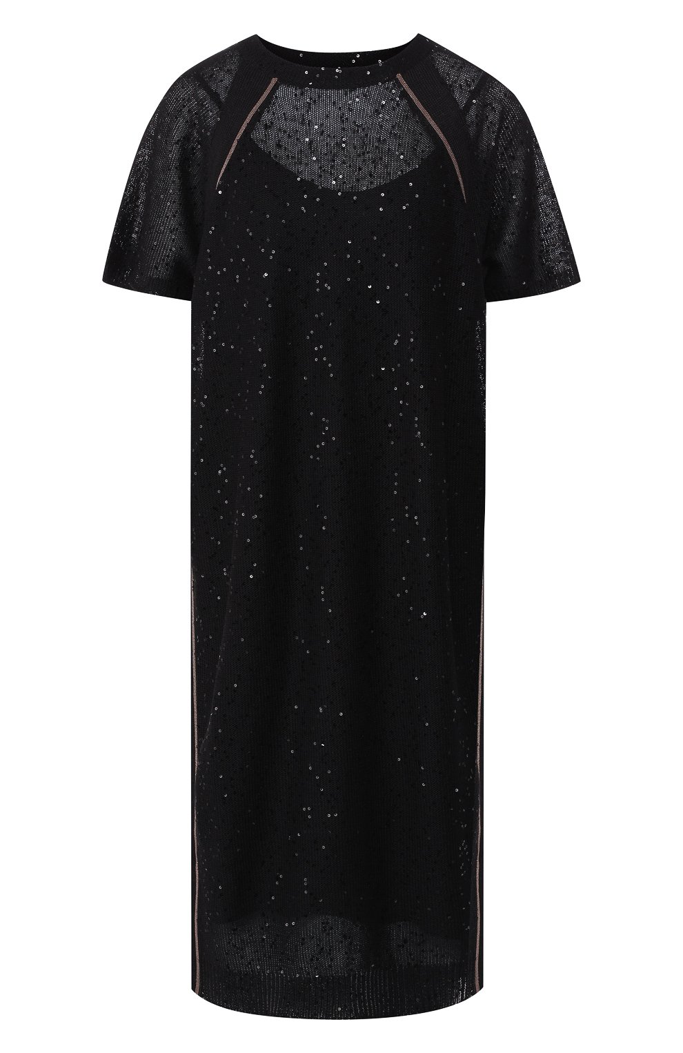 Платье с пайетками BRUNELLO CUCINELLI черного цвета по цене 242500 руб., арт. M10572A90, фото 1 Платье с пайетками BRUNELLO CUCINELLI, арт. M10572A90, фото 1