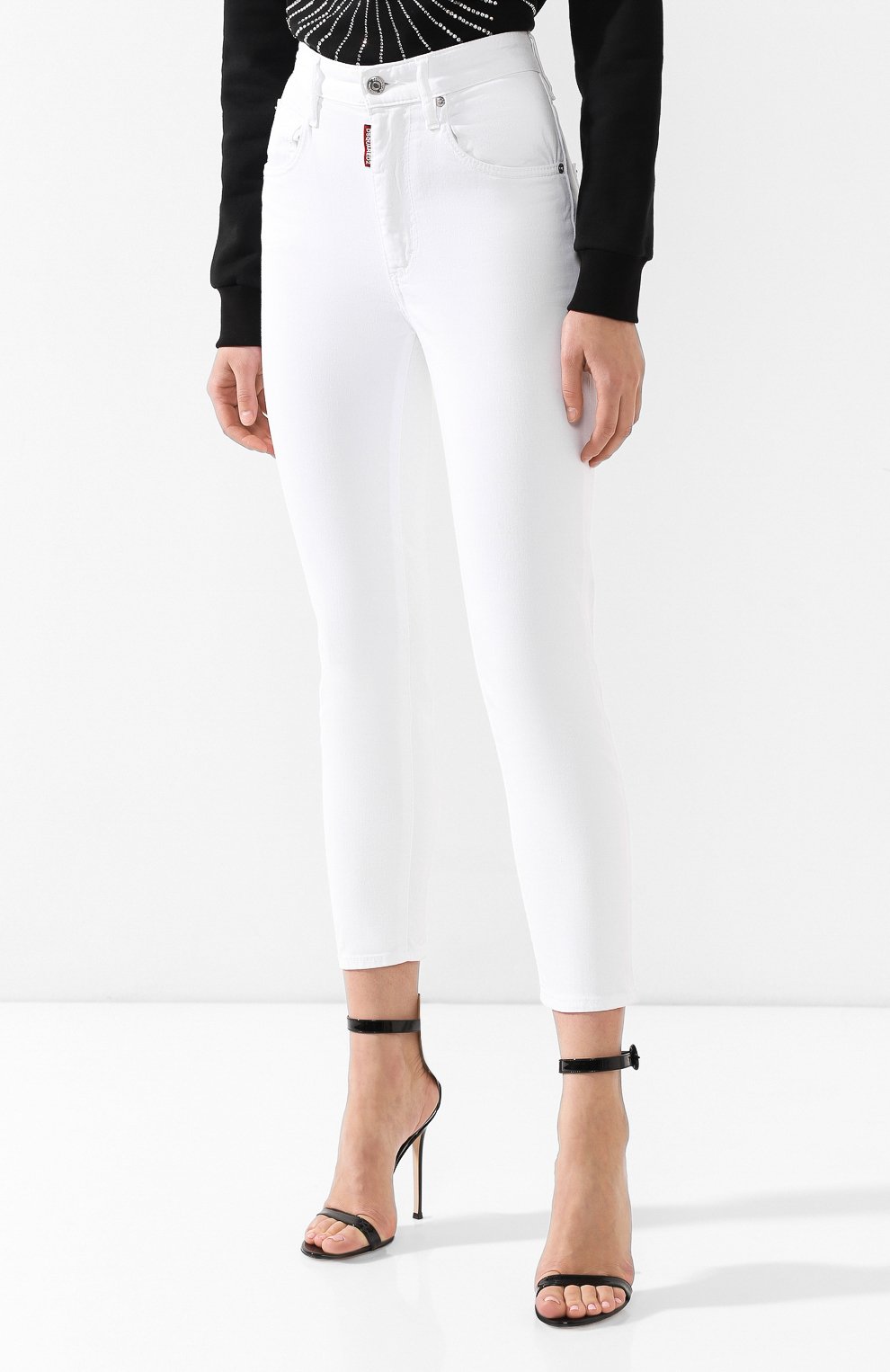 Укороченные джинсы DSQUARED2 белого цвета по цене 27650 руб., арт. S75LB0126/S44531, фото 3 Укороченные джинсы DSQUARED2, арт. S75LB0126/S44531, фото 3