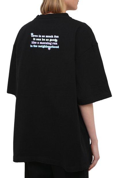 Хлопковая футболка BALENCIAGA черного цвета по цене 89950 руб., арт. 641532/TJVI1, фото 4 Хлопковая футболка BALENCIAGA, арт. 641532/TJVI1, фото 4