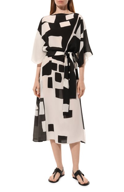 Шелковое платье WEEKEND MAX MARA черно-белого цвета по цене 69550 руб., арт. ROSSANA 241622108, фото 3 Шелковое платье WEEKEND MAX MARA, арт. ROSSANA 241622108, фото 3
