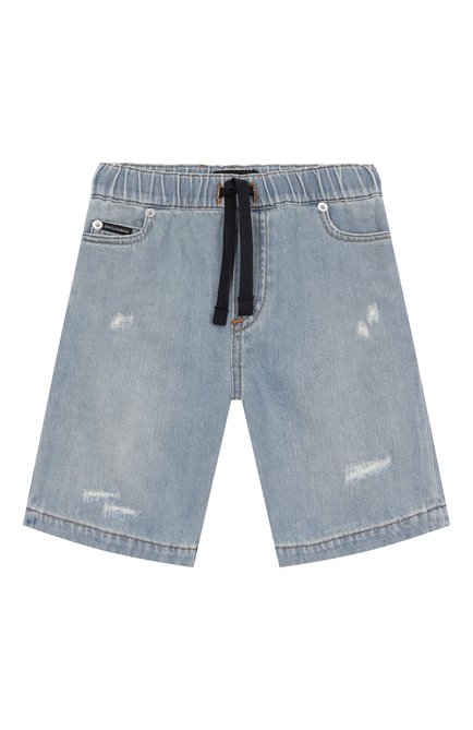 Детские джинсовые шорты DOLCE & GABBANA голубого цвета, арт. L43Q69/LDC93/2-6 | Фото 1 (Нос: Не проставлено; Материал внешний: Хлопок; Материал сплава: Проставлено)
