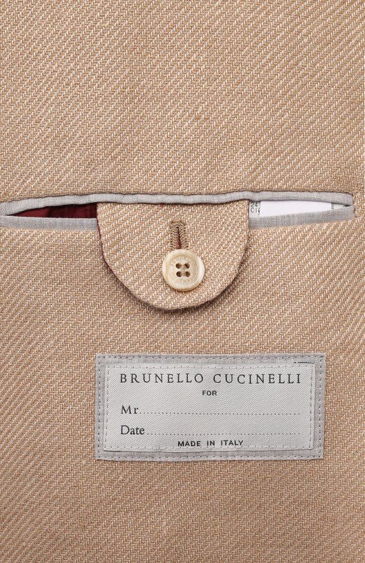 Пиджак изо льна и шерсти Brunello Cucinelli MW4827BND Бежевый  MW4827BND Фото 7