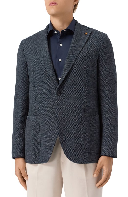 Пиджак из хлопка и шерсти Sartoria Latorre JD74/JI082 Синий  JD74/JI082 Фото 4