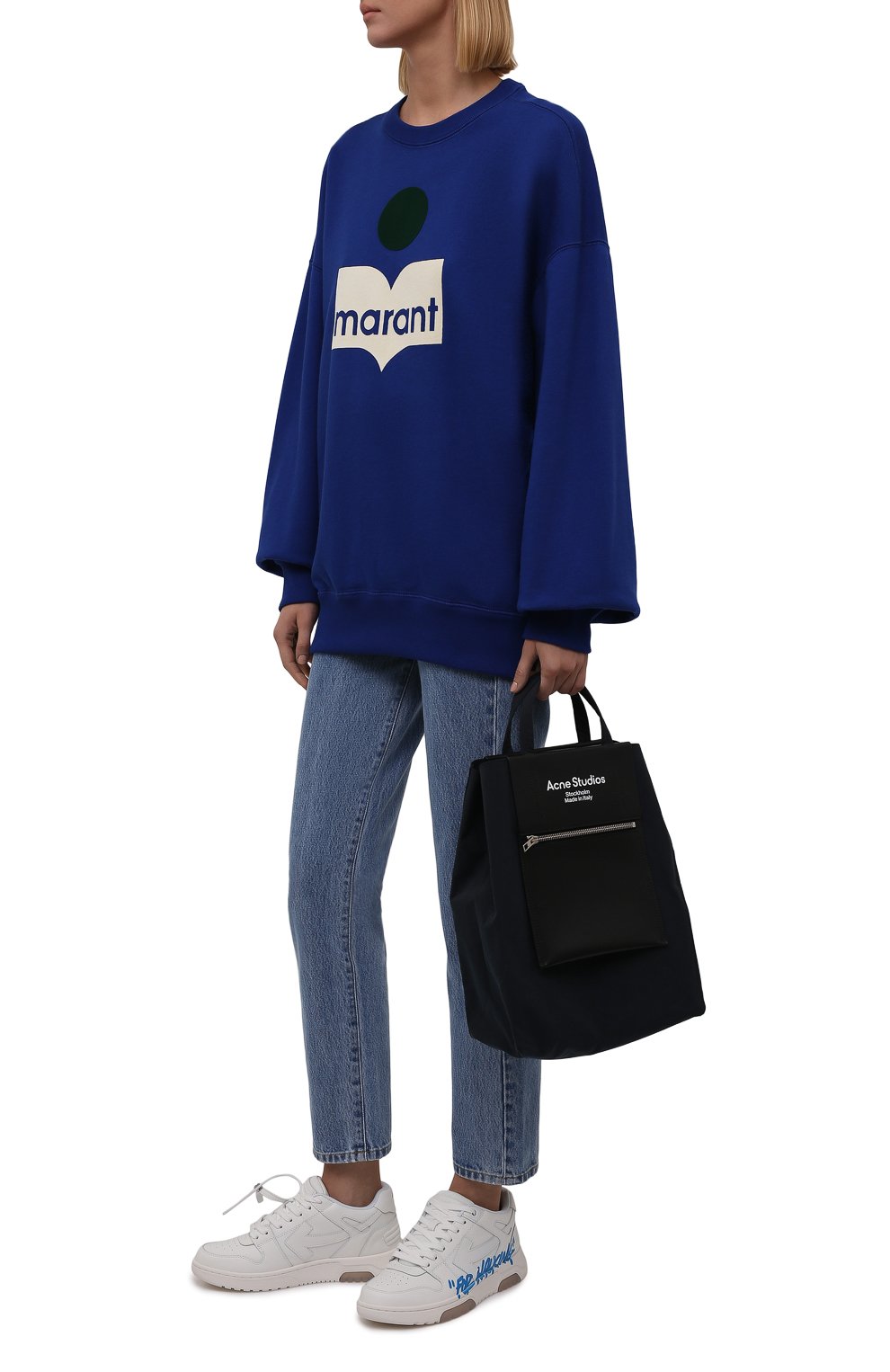 Хлопковый свитшот ISABEL MARANT ETOILE синего цвета по цене 24300 руб., арт. SW0304-21A036E/MINDY, фото 2 Хлопковый свитшот ISABEL MARANT ETOILE, арт. SW0304-21A036E/MINDY, фото 2
