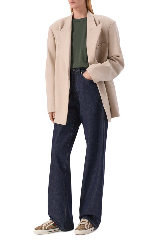 Текстильные кеды GG Gucci Tennis 1977 Gucci 606110/HVK20 Бежевый  606110/HVK20 Фото 3