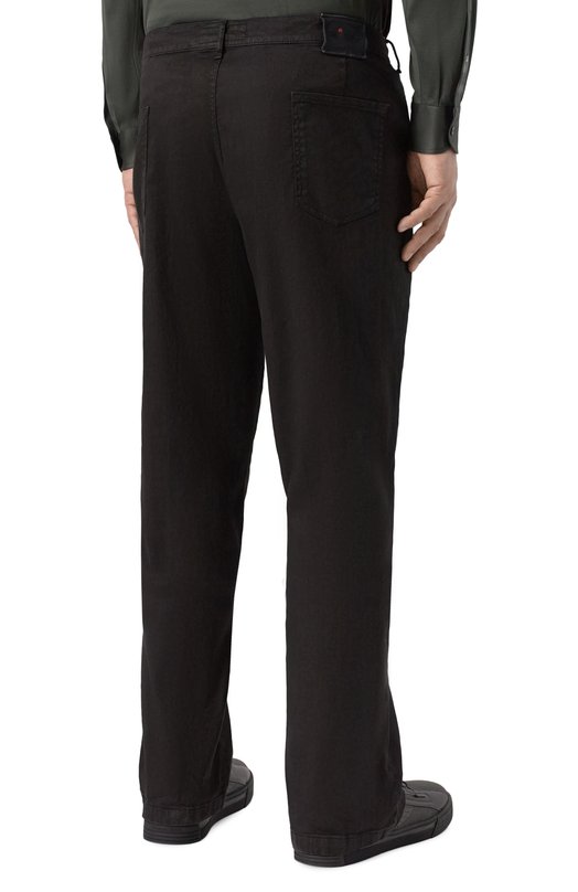 Брюки изо льна и хлопка Kiton UPR005LK0603H Чёрный  UPR005LK0603H Фото 4