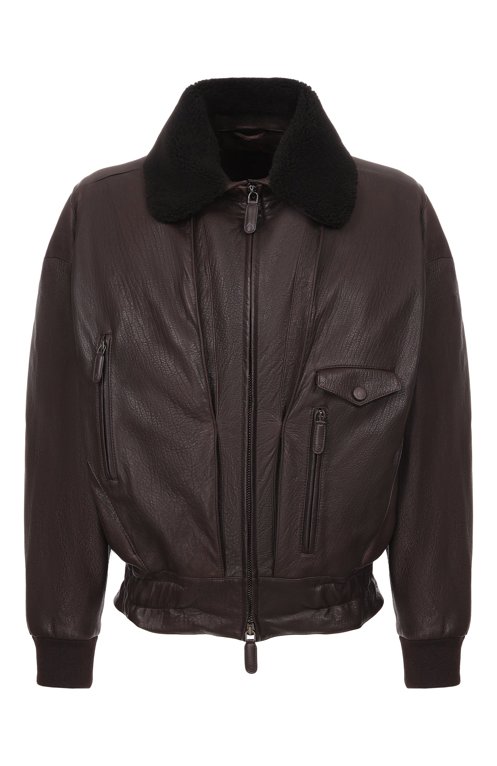 Кожаный бомбер с воротником из овчины GIORGIO ARMANI, арт. GM004415/AF30055, фото 1