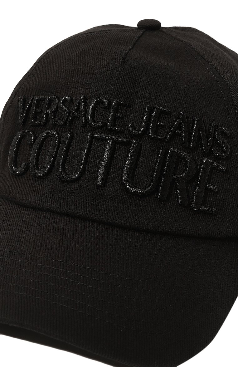 Женская хлопковая бейсболка VERSACE JEANS COUTURE черного цвета, арт. 74VAZK10/ZG010 | Фото 4 (Материал: Текстиль, Хлопок; Нос: Не проставлено)