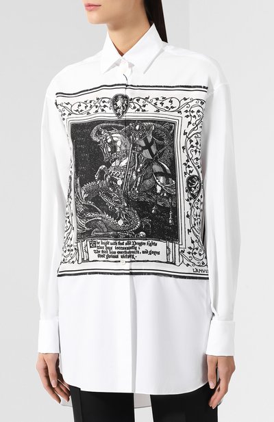 Шелковая рубашка LANVIN черно-белого цвета по цене 93050 руб., арт. RW-T0603T-4180-H19, фото 3 Шелковая рубашка LANVIN, арт. RW-T0603T-4180-H19, фото 3
